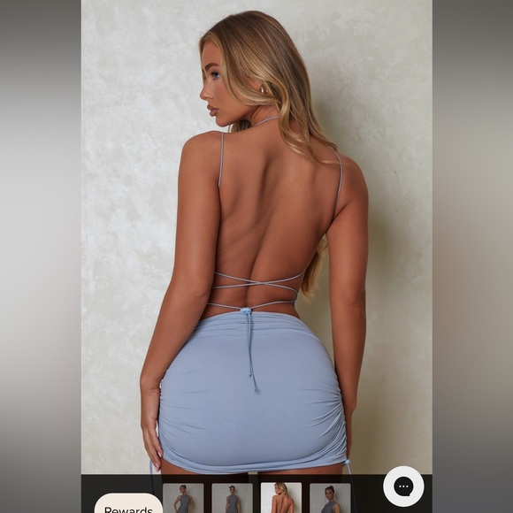 Mars the Label Cross Back Ruche Mini - Grey Dress - Picture 3 of 5